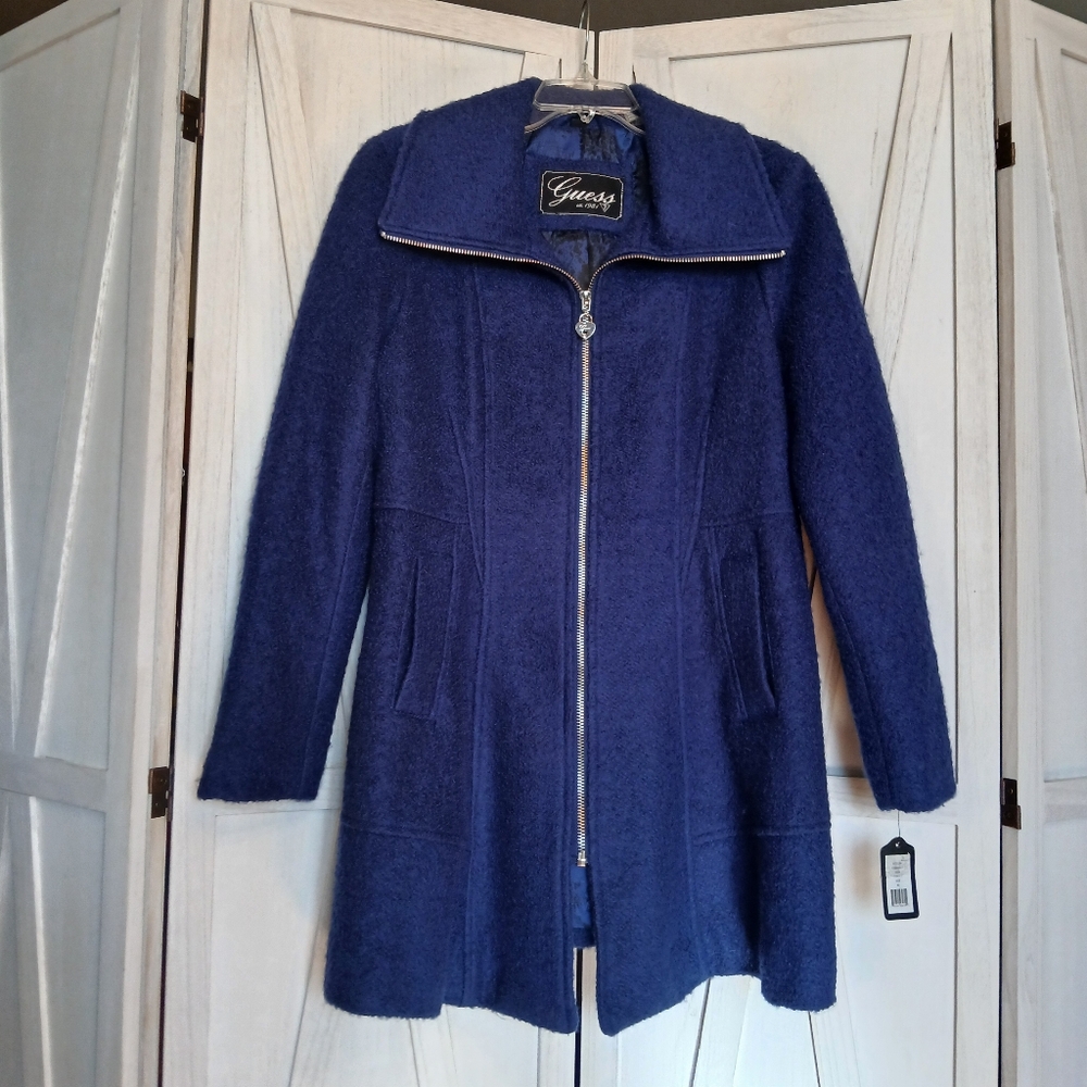 NWT Guess Cobalt / Royal Blue Wool Coat - XL